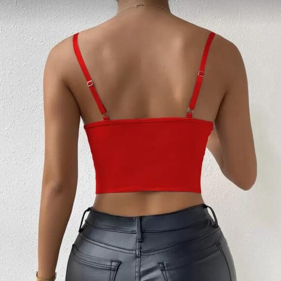TOP RED Sleeveless floral lace top tube top bustier vest corset top red summer - Picture 4 of 14